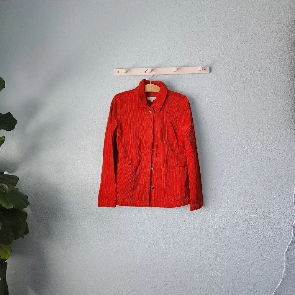 LOFT corduroy button front pockets boxi long sleeve shaket - Picture 2 of 13